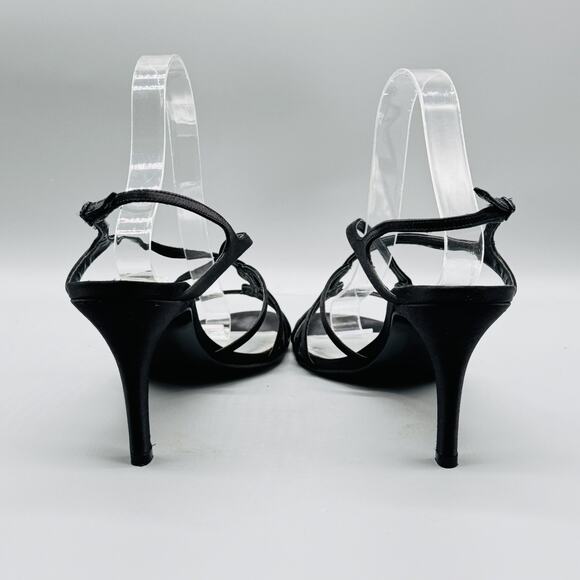 Stuart Weitzman Sandals Womens 10 Black Leather Sole Strappy Heel Dress Formal - Picture 7 of 12